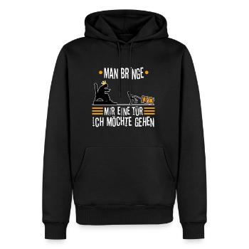 Man bringe mir eine Tür, ich möchte gehen - Männer Premium Bio Hoodie - Schwarz - Vorne - Nico (187cm)
