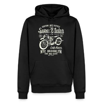 Super Moteur - Moto - Sweat à capuche Premium bio Homme - noir - Devant - Nico (187cm)