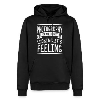 Ne pas regarder, Sentir la photographie Cadeau d’anniversaire - Sweat à capuche Premium bio Homme - noir - Devant - Nico (187cm)