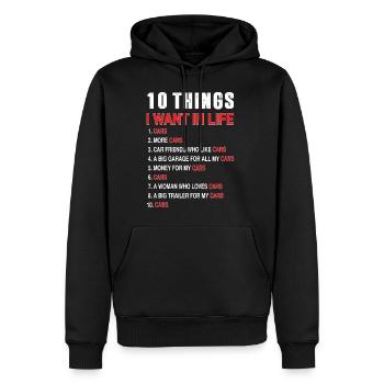 10 choses dans la vie - Sweat à capuche Premium bio Homme - noir - Devant - Nico (187cm)