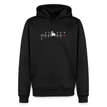 Quad Fahrer Herzschlag Offroad ATV Schaltung - Männer Premium Bio Hoodie - Schwarz - Vorne - Nico (187cm)