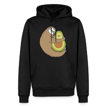 Sloth Hugging Avocado Vegan - Männer Premium Bio Hoodie - Schwarz - Vorne - Nico (187cm)