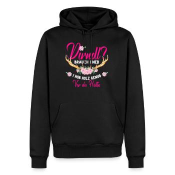 Dirndl Holz Vor Der Hütte Bayrisch Wiesn Tracht - Männer Premium Bio Hoodie - Schwarz - Vorne - Nico (187cm)