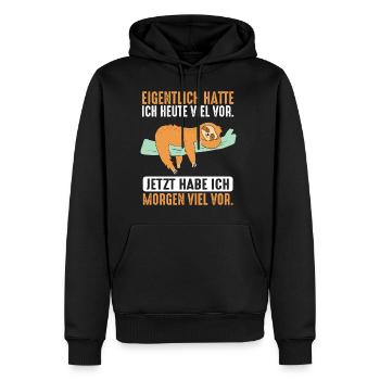Eigentlich Hatte Ich Heute Viel Vor Faultier - Männer Premium Bio Hoodie - Schwarz - Vorne - Nico (187cm)