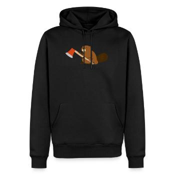 Waldarbeiter Bieber Mit Beil Geschenk Holzfäller - Männer Premium Bio Hoodie - Schwarz - Vorne - Nico (187cm)