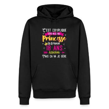 Femme 18e Anniversaire Fête Fille Cadeau Drôle 18 - Männer Premium Bio Hoodie - Schwarz - Vorne - Nico (187cm)
