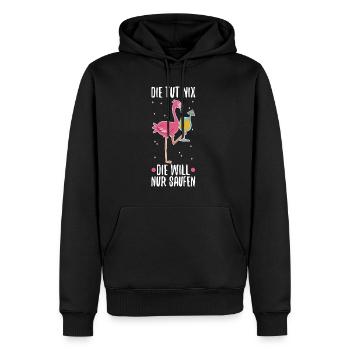 Die tut nix die will nur Saufen Flamingo - Männer Premium Bio Hoodie - Schwarz - Vorne - Nico (187cm)