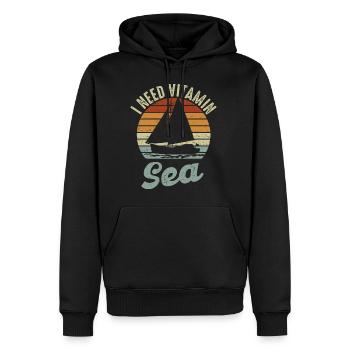 J’ai besoin de vitamines Voile de mer - Sweat à capuche Premium bio Homme - noir - Devant - Nico (187cm)