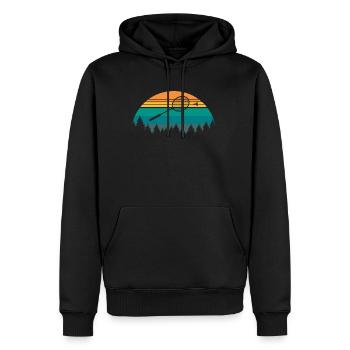 Vintage Retro Badminton Federball - Männer Premium Bio Hoodie - Schwarz - Vorne - Nico (187cm)