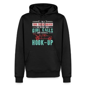 Service de remorquage Cadeau de dépanneuse - Sweat à capuche Premium bio Homme - noir - Devant - Nico (187cm)