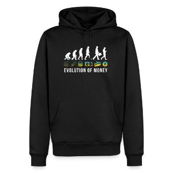 Crypto Bitcoin The Evolution Of Money - Männer Premium Bio Hoodie - Schwarz - Vorne - Nico (187cm)