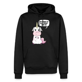 Nett kann ich auch bringt aber nix Einhorn - Männer Premium Bio Hoodie - Schwarz - Vorne - Nico (187cm)