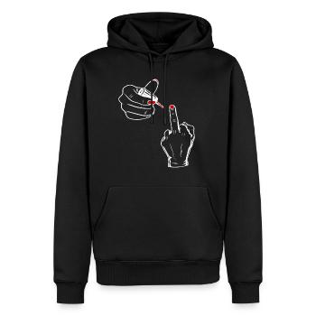 Damen Mittelfinger sarkasmus nagellack - Männer Premium Bio Hoodie - Schwarz - Vorne - Nico (187cm)