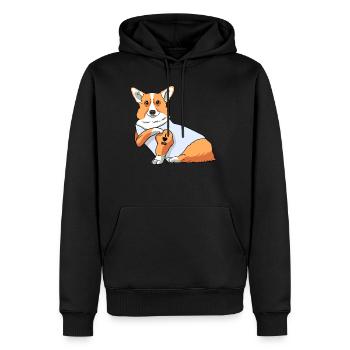 J’aime papa Tatouage Corgi Chien Fête des pères - Sweat à capuche Premium bio Homme - noir - Devant - Nico (187cm)