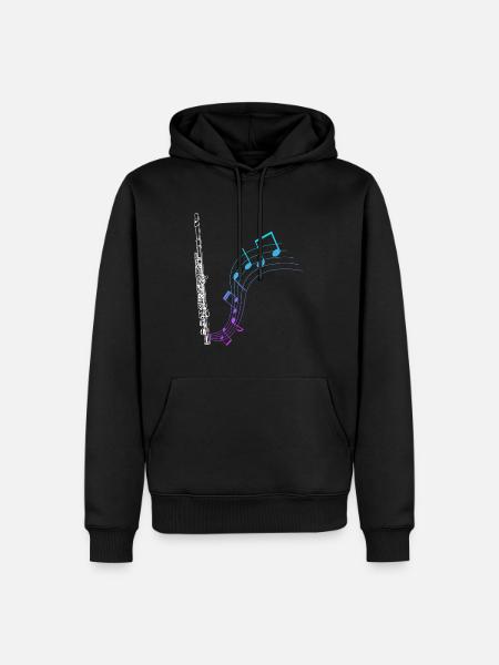 Querflöte Geschenk Musik Noten - Männer Premium Bio Hoodie - Schwarz