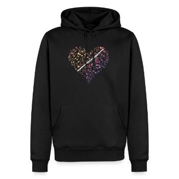 Flute Gift Music Notes Heart Love - Men’s Premium Organic Hoodie - black - Front - Nico (187cm)