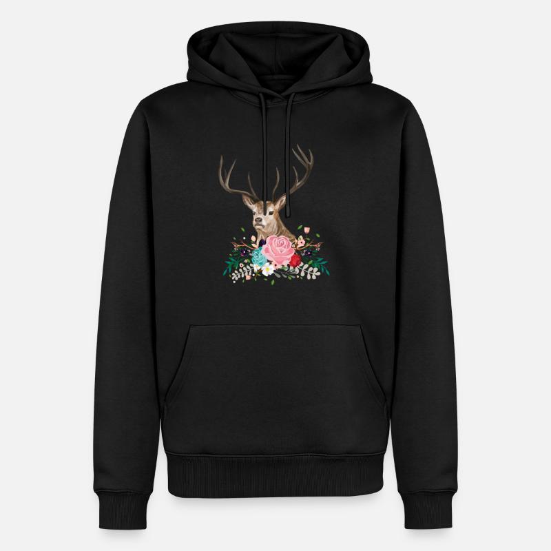 Fleur de cerf - Sweat à capuche Premium bio Homme - noir