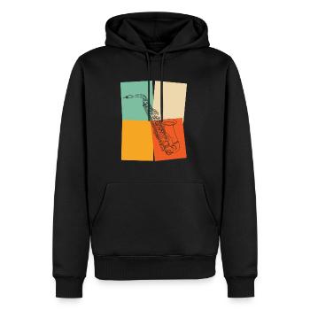 Vintage Retro Saxophone Professeur Cadeau - Sweat à capuche Premium bio Homme - noir - Devant - Nico (187cm)