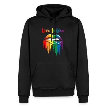 Love Is Love Gay Pride Rainbow Lips - Men’s Premium Organic Hoodie - black - Front - Nico (187cm)