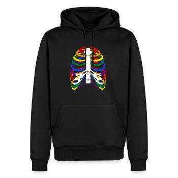 Rib Cage Skeleton Gay Pride Rainbow Flag Halloween - Men’s Premium Organic Hoodie - black - Front - Nico (187cm)