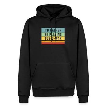 Je préférerais jouer au tir à la corde - Sweat à capuche Premium bio Homme - noir - Devant - Nico (187cm)