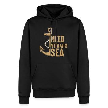 J’ai besoin de vitamine mer - Sweat à capuche Premium bio Homme - noir - Devant - Nico (187cm)