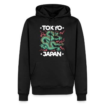 Japanischer Tokio Drache Japan Asiatisch Sakura - Männer Premium Bio Hoodie - Schwarz - Vorne - Nico (187cm)
