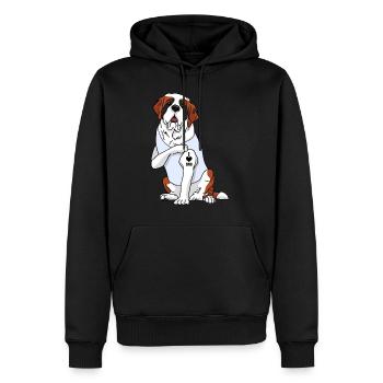 J’aime papa Tatouage St. Bernard Chien Fête des pères - Sweat à capuche Premium bio Homme - noir - Devant - Nico (187cm)