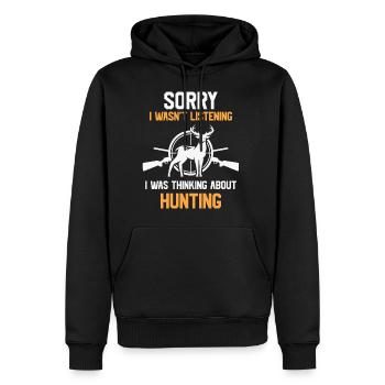 Sorry i wasn't listening i was thinking about Hunt - Männer Premium Bio Hoodie - Schwarz - Vorne - Nico (187cm)
