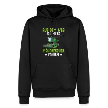 Aus Dem Weg Ich Muss Mähdrescher Fahren - Männer Premium Bio Hoodie - Schwarz - Vorne - Nico (187cm)