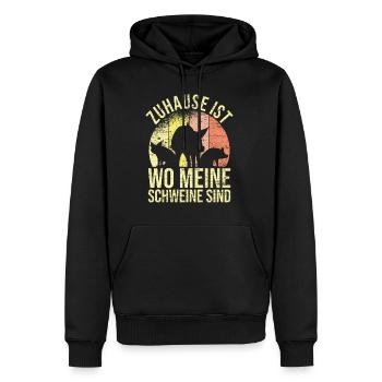 Zuhause ist wo meine Schweinchen sind - Männer Premium Bio Hoodie - Schwarz - Vorne - Nico (187cm)