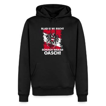 Blad Is Wurscht Schiach Warad Oasch - Männer Premium Bio Hoodie - Schwarz - Vorne - Nico (187cm)