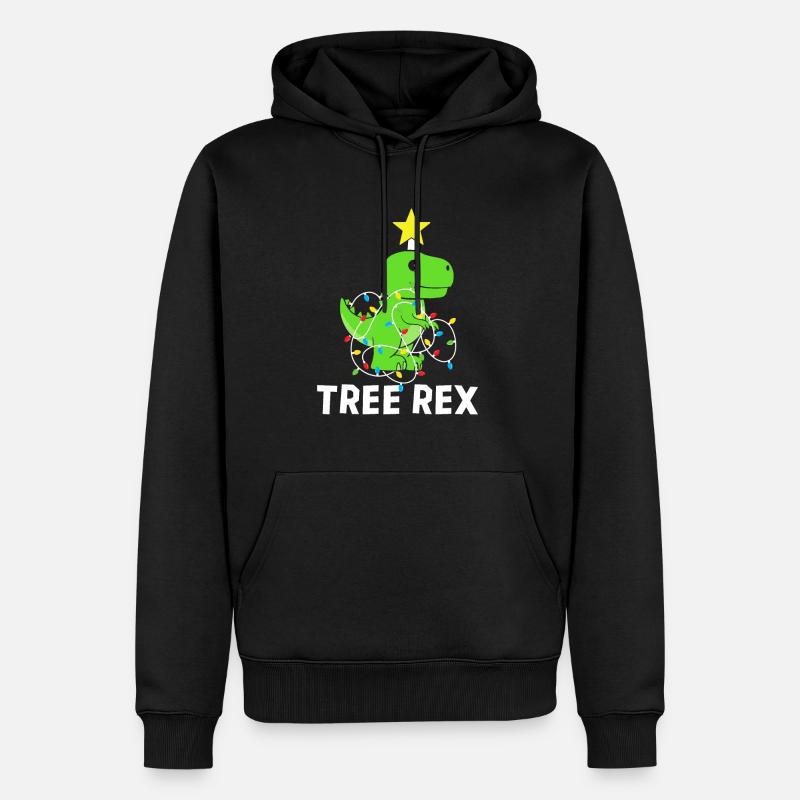 Tree Rex Christmas Dinosaur Tree T Rex Dinosaur - Männer Premium Bio Hoodie - Schwarz