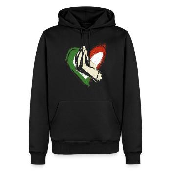 Italienische Hand Gestik Herz als Italien Flagge - Männer Premium Bio Hoodie - Schwarz - Vorne - Nico (187cm)