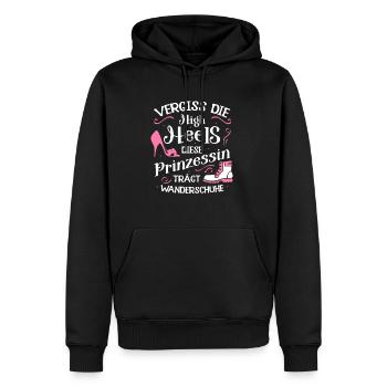 Vergiss High Heels Prinzessin Trägt Wanderschuhe - Männer Premium Bio Hoodie - Schwarz - Vorne - Nico (187cm)