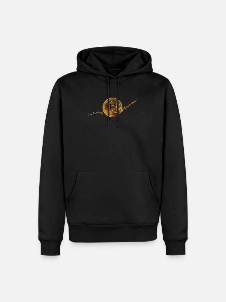 Bitcoin Hearbeat Cryptocurrency - Männer Premium Bio Hoodie - Schwarz