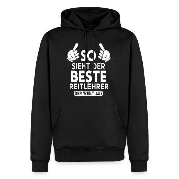 Reitlehrer Spruch - Männer Premium Bio Hoodie - Schwarz - Vorne - Nico (187cm)