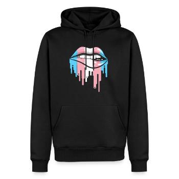 Transgender Lippen LGBTQ Pride Flagge Transgender - Männer Premium Bio Hoodie - Schwarz - Vorne - Nico (187cm)