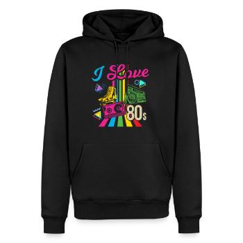 I Love 80s ich liebe die 80ger musik - Männer Premium Bio Hoodie - Schwarz - Vorne - Nico (187cm)