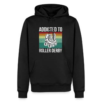 Süchtig nach Roller Derby Design für einen Roller - Männer Premium Bio Hoodie - Schwarz - Vorne - Nico (187cm)