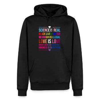 Science Is Real Kindness Is Everything Love - Männer Premium Bio Hoodie - Schwarz - Vorne - Nico (187cm)