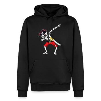 Skeleton Pirate Cadeau Dabbing Drôle Halloween - Sweat à capuche Premium bio Homme - noir - Devant - Nico (187cm)