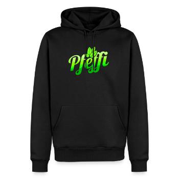Liqueur de menthe poivrée L - Sweat à capuche Premium bio Homme - noir - Devant - Nico (187cm)