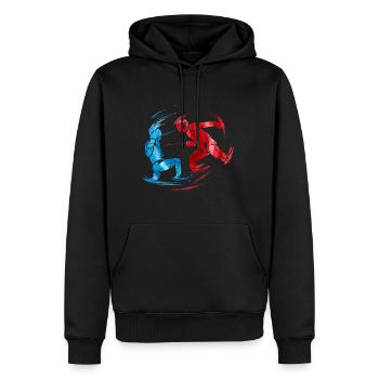 Sport Escrime Deux adversaires en combat à l’escrime - Sweat à capuche Premium bio Homme - noir - Devant - Nico (187cm)