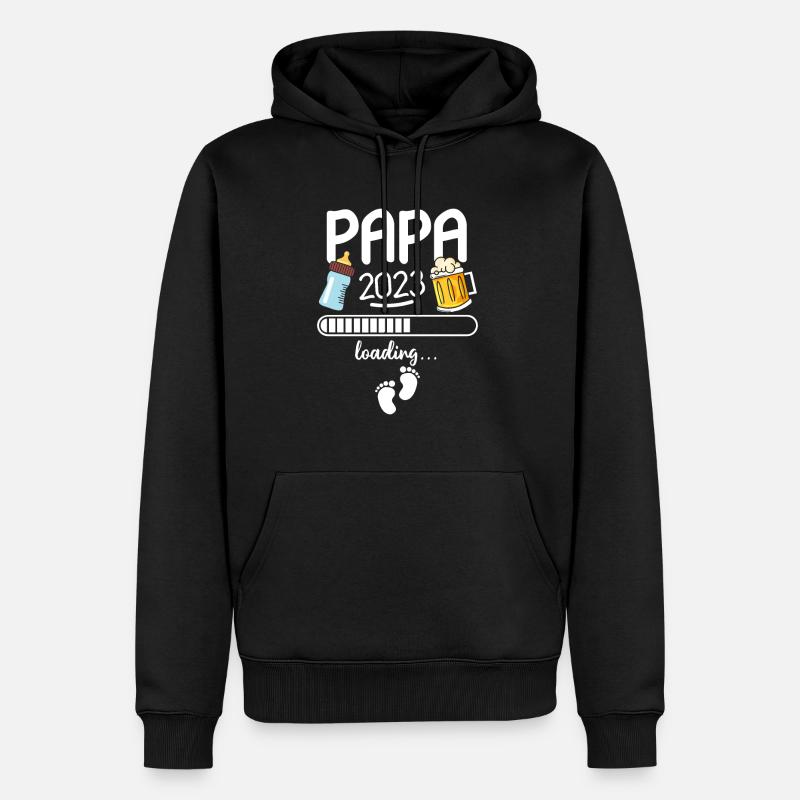 Werdender Papa 2023 Loading - Männer Premium Bio Hoodie - Schwarz