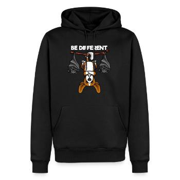Be Different Beagle mit Fledermäusen - Männer Premium Bio Hoodie - Schwarz - Vorne - Nico (187cm)