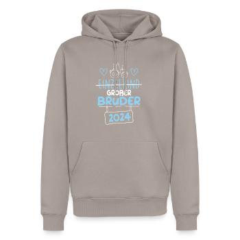 Großer Bruder 2024 - Männer Premium Bio Hoodie - Taupe - Vorne - Nico (187cm)