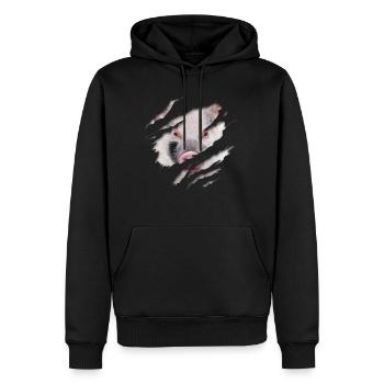 Schweine Gesicht Schwein Riss zerrissen - Männer Premium Bio Hoodie - Schwarz - Vorne - Nico (187cm)