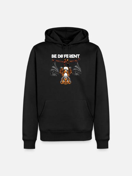Be Different Tiger mit Fledermäusen - Männer Premium Bio Hoodie - Schwarz