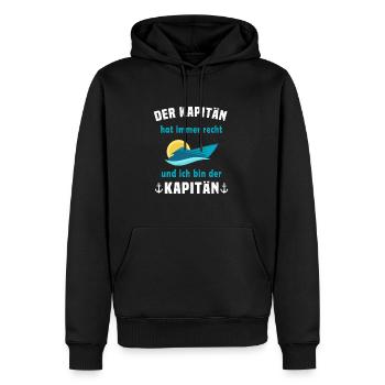 Der Kapitän hat immer Recht und ich bin der - Männer Premium Bio Hoodie - Schwarz - Vorne - Nico (187cm)